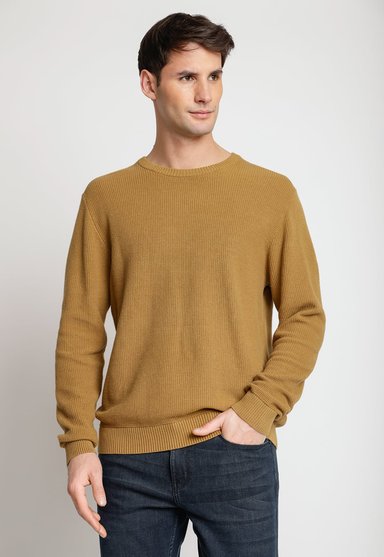 SWEATER HOMBRE CUELLO REDONDO KHAKI - 1