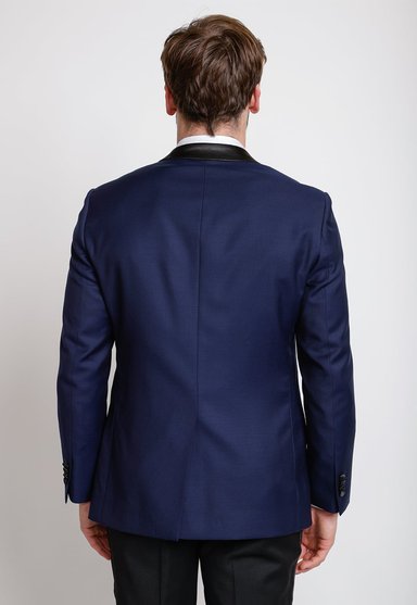 CHAQUETA FORMAL HOMBRE LANA S100'S LISO SLIM SMOKING AZUL - 2