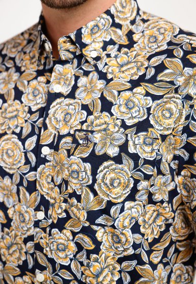 CAMISA ALGODÓN HOMBRE ORIGINAL PENGUIN MOSTAZA ESTAMPADO - 3