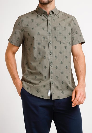 CAMISA ALGODÓN HOMBRE ORIGINAL PENGUIN MILITAR ESTAMPADO - 1
