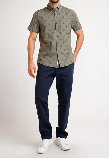 CAMISA ALGODÓN HOMBRE ORIGINAL PENGUIN MILITAR ESTAMPADO - 4