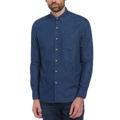 CAMISA ALGODÓN HOMBRE ORIGINAL PENGUIN AZUL MARINO ESTAMPADO NAVY - 1