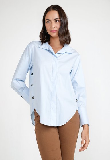 BLUSA MUJER ALGODON CELESTE - 1