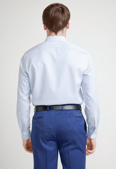 CAMISA FORMAL HOMBRE NON IRON LINEAS SLIM TRAVEL BLANCO/CELESTE - 2