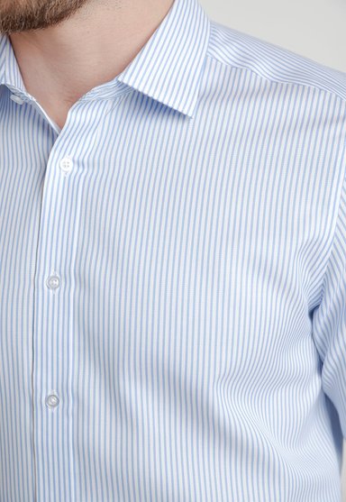 CAMISA FORMAL HOMBRE NON IRON LINEAS SLIM TRAVEL BLANCO/CELESTE - 3