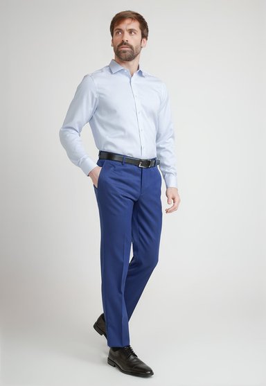 CAMISA FORMAL HOMBRE NON IRON LINEAS SLIM TRAVEL BLANCO/CELESTE - 4