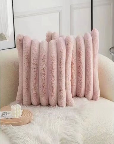 FUNDA COJÍN SET 4 PLUSH ROSADO - 3