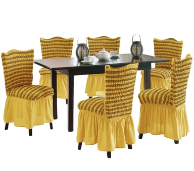 FUNDA PACK 6 SILLA TURCAS DISEÑO LINEAL L2 AMARILLO - 1