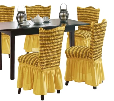 FUNDA PACK 6 SILLA TURCAS DISEÑO LINEAL L2 AMARILLO - 2