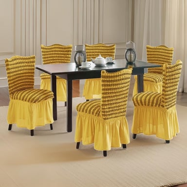 FUNDA PACK 6 SILLA TURCAS DISEÑO LINEAL L2 AMARILLO - 3