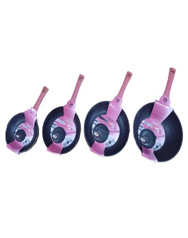 PACK 3 SARTENES ROSA + WOK ANTIADHERENTE - 4