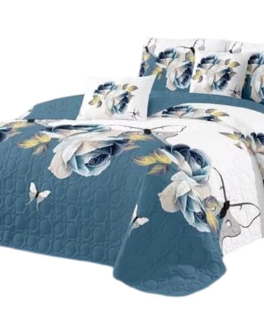 CUBRECAMA MULTICOLOR QUILT 2 PLAZAS+2 FUNDAS VERANO FRESCO 13N56 - 2