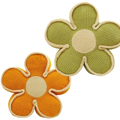 SET DE 4 COJINES DISEÑO FLOR COLOR NARANJA/VERDE - 1