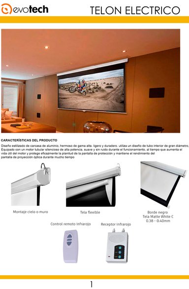 TELÓN EVOTECH TE-300X300 ELECTRICO 300×300 CM INCLUYE CONTROL REMOTO - 2