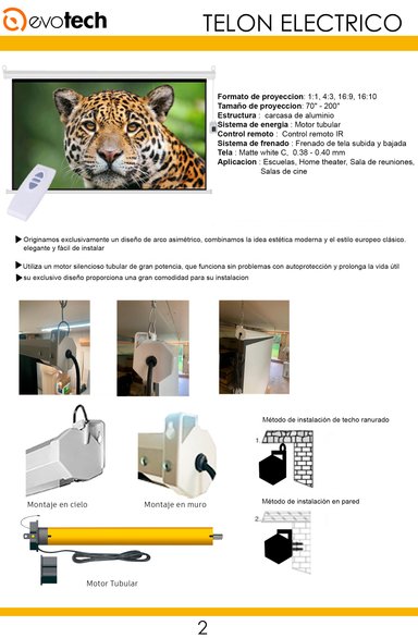 TELÓN EVOTECH TE-300X300 ELECTRICO 300×300 CM INCLUYE CONTROL REMOTO - 3