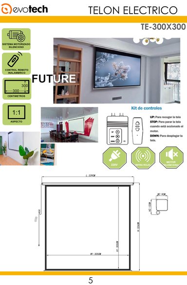 TELÓN EVOTECH TE-300X300 ELECTRICO 300×300 CM INCLUYE CONTROL REMOTO - 4
