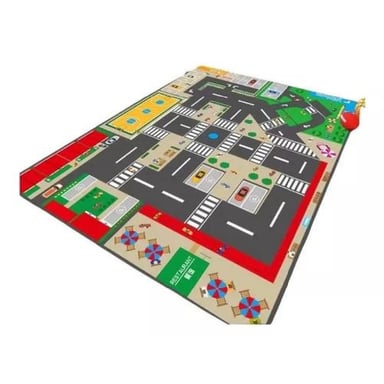 ALFOMBRA ALF14 PISTA AUTOS INFANTIL ANTIGOLPES SENSORIAL 89X61 CM MULTICOLOR - 1