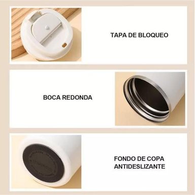 BOTELLA TÉRMICA DE CAFÉ DE ACERO INOXIDABLE AGUA TÉ CALIENTE - 4