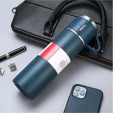 KIT DE TERMOS DE ACERO INOXIDABLE PARA 3 TAZAS DE CAFÉ, TÉ Y AGUA, COLOR AZUL - 5