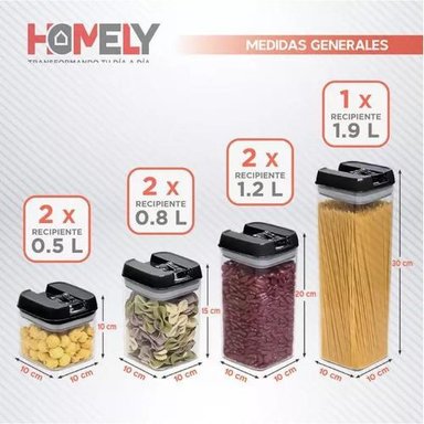 FRASCOS CONSERVEROS CONTENEDORES HERMETICOS PACK 7 COLOR BLANCO - 2