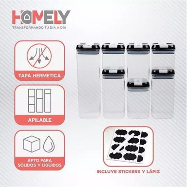 FRASCOS CONSERVEROS CONTENEDORES HERMETICOS PACK 7 COLOR BLANCO - 4