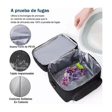 LONCHERAS ESCOLARE IMPERMEABLE 10LGRAN CAPACIDAD Y BANDOLERA - 6