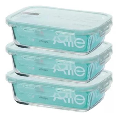 PACK 3 TAPER TUPPER HERMÉTICO VIDRIO COMIDA 1.500ML ALLEGRA COLOR TRANSPARENTE - 1