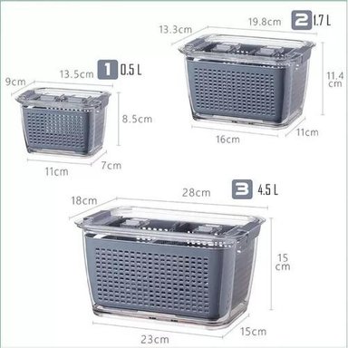 ORGANIZADOR REFRIGERADOR COCINA SET DE 3 CONTENEDORES TAPA - 2