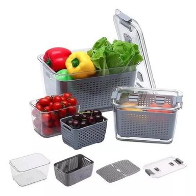 ORGANIZADOR REFRIGERADOR COCINA SET DE 3 CONTENEDORES TAPA - 3