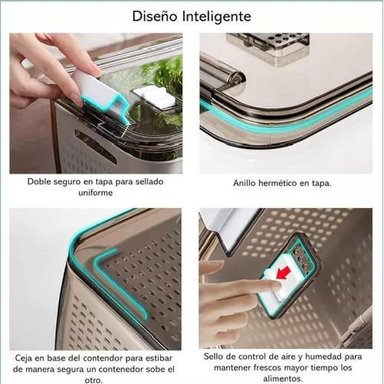 ORGANIZADOR REFRIGERADOR COCINA SET DE 3 CONTENEDORES TAPA - 5