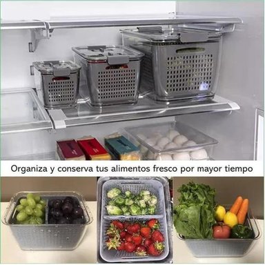 ORGANIZADOR REFRIGERADOR COCINA SET DE 3 CONTENEDORES TAPA - 6