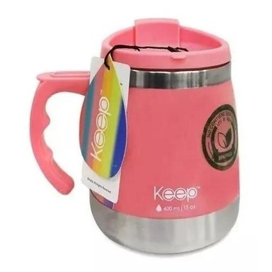 TAZA TÉRMICA KEEP INDOOR COLOR ROSA 400ML - 1