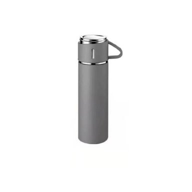 SET TERMO PARA AGUA CALIENTE/FRÍA + 3 TAZAS 500 ML CAFE MATE COLOR GRIS - 1