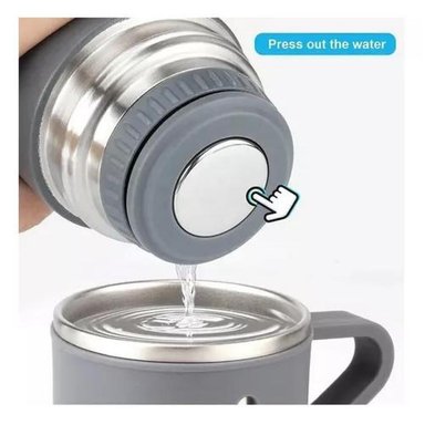 SET TERMO PARA AGUA CALIENTE/FRÍA + 3 TAZAS 500 ML CAFE MATE COLOR GRIS - 3