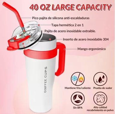 VASO TÉRMICO MUG DE ACERO INOXIDABLE 1.2 L CON FRIO Y CALOR - 4