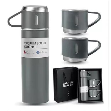 VASO TERMO DE ACERO INOXIDABLE CON TAZAS + BOLSA DE REGALO - 2
