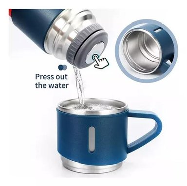 VASO TERMO DE ACERO INOXIDABLE CON TAZAS + BOLSA DE REGALO - 7