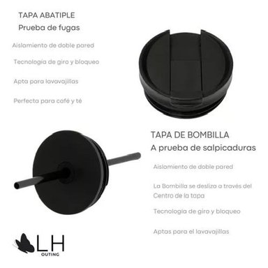 VASO TÉRMICO MUG LH 700 LT, ACERO INOXIDABLE, FRÍO Y CALOR, COLOR NEGRO - 2