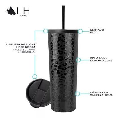 VASO TÉRMICO MUG LH 700 LT, ACERO INOXIDABLE, FRÍO Y CALOR, COLOR NEGRO - 3