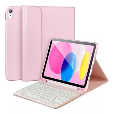 CARCASA FUNDA CON TECLADO PARA IPAD LINKON 10.2 Y 10.9, COLOR ROSADO - 1