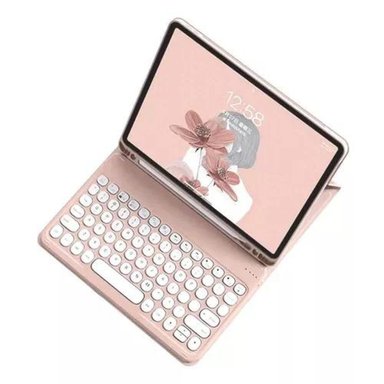 CARCASA FUNDA CON TECLADO PARA IPAD LINKON 10.2 Y 10.9, COLOR ROSADO - 2