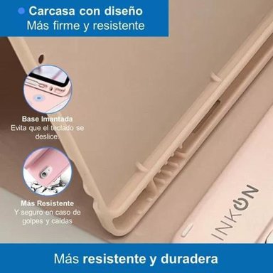 CARCASA FUNDA CON TECLADO PARA IPAD LINKON 10.2 Y 10.9, COLOR ROSADO - 4