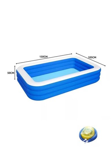 PISCINA INFLABLE RECTANGULAR + INFLADOR 210X140X60 CM AZUL - 2