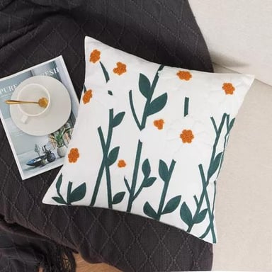 PACK DE 4 FUNDAS PARA COJINES SIN RELLENO CON DISEÑOS BORDADOS VERDE - 3
