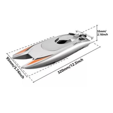 LANCHA JUGUETE A CONTROL REMOTO DOBLE MOTOR GRIS - 2