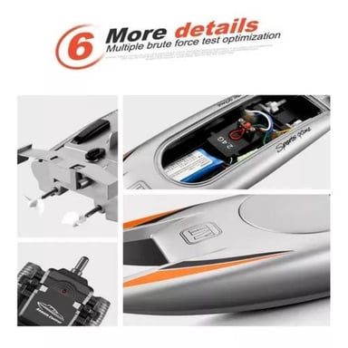 LANCHA JUGUETE A CONTROL REMOTO DOBLE MOTOR GRIS - 7