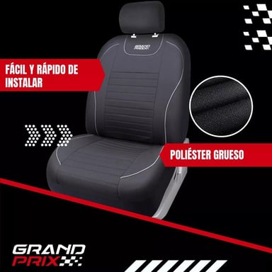 FUNDA CUBRE ASIENTO AUTO CAMIONETA UNIVERSAL GRAND PRIX, COLOR NEGRO - 3