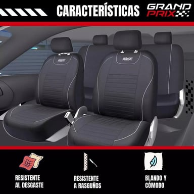 FUNDA CUBRE ASIENTO AUTO CAMIONETA UNIVERSAL GRAND PRIX, COLOR NEGRO - 4
