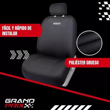 FUNDA CUBRE ASIENTO AUTO CAMIONETA UNIVERSAL GRAND PRIX, COLOR NEGRO - 4