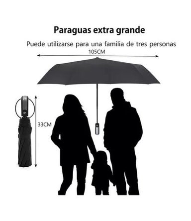 PARAGUAS PLIEGUE AUTOMATICO MARCO SOPORTE COLOR NEGRO - 5